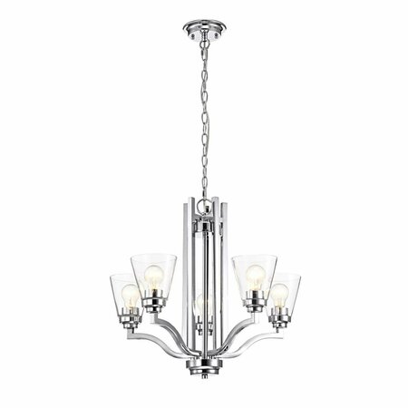 CHLOE LIGHTING 24 in. Kayla Transitional 5 Light Chandelier Fixture, Chrome CH2S944CM24-UC5